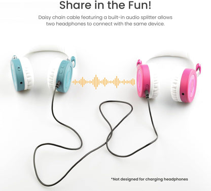 JuniorJam Plus Volume Limiting Headphones for Kids, Foldable & Adjustable Bluetooth Headphones, 22-Hour Battery Life USB-C Charging (Black)