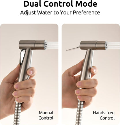 Arofa Handheld Bidet Sprayer for Toilet-Adjustable Water Pressure Control with Bidet Hose for Feminine Wash, Stainless Steel Brushed Nickel Cloth Diaper Bidet Toilet Sprayer for Baby Wash