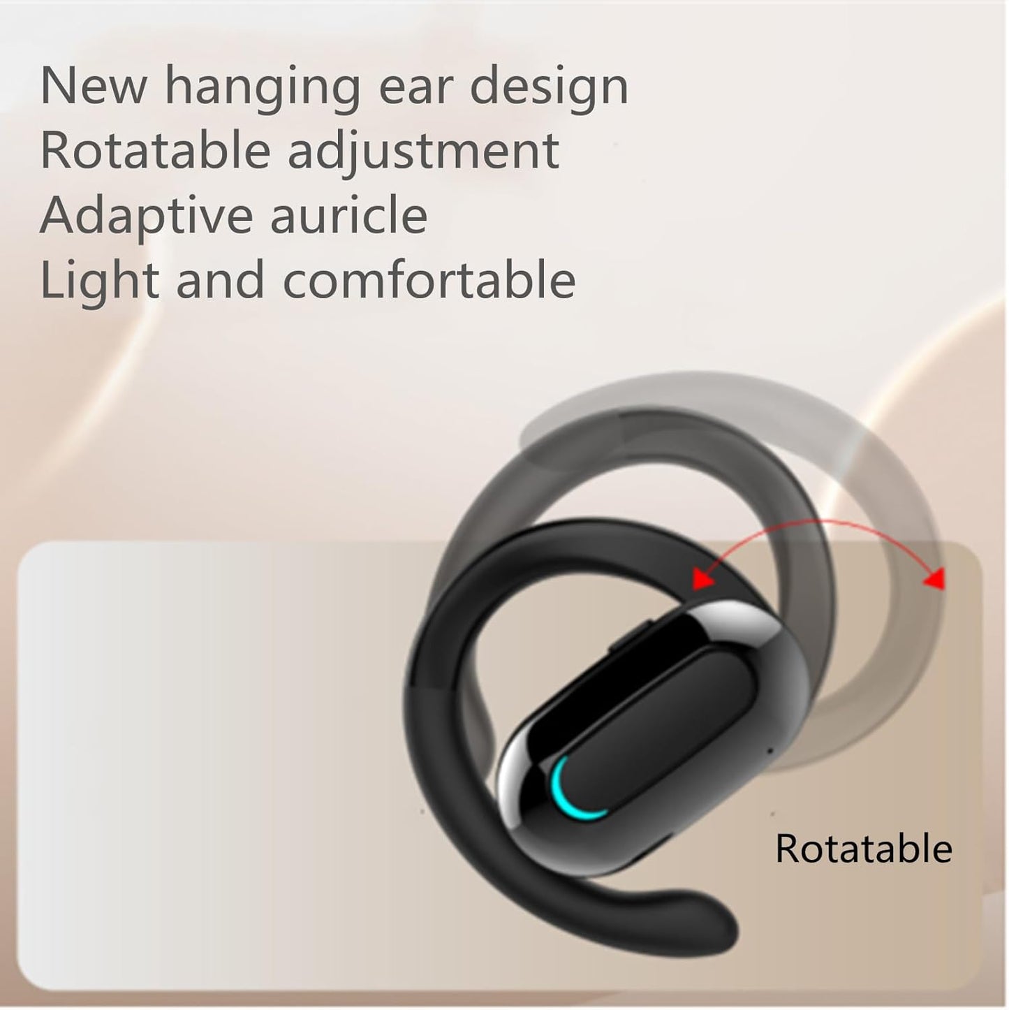 Open Ear Headphone,5.3 Bluetooth Headset for Cell Phones Wireless Earpiece Single Headset 15Hrs Talking with Noise Cancelling Mic Handsfree Earbud for iPhone Android Laptop Trucker Driver(Black)