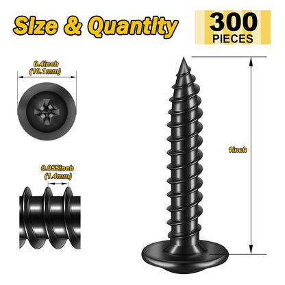 150Pcs #8 × 2" Black Screws for Wood, Phillips Truss Head Wood Screws, Quick Metal Self Tapping, Zinc Plated Steel, Truss Head Screws by Mywish