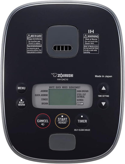 Zojirushi NW-QAC10 Induction Cooker and Warmer, 5.5 Cup Capacity | 5.5-Cup Ih Rice Cooker, Spherical Double-Nonstick Pan, Multi-Menu, Quinoa, Oatmeal, Steam Tray, Spatula, Measuring Cup