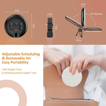 Anautin 60 LED Ring Light, Rechargeable Selfie Light with Front & Back Clip, 2500-6500K Portable Phone Light, Adjustable 3 Light Modes for iPhone, iPad, Tablet, Laptop, CRI97+, 90 Grams (White)