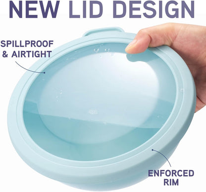 COOK WITH COLOR Mixing Bowls with TPR Lids - 12 Piece Plastic Nesting Bowls Set Includes 6 Prep Bowls and 6 Lids, Microwave Safe Mixing Bowl Set (Mint)