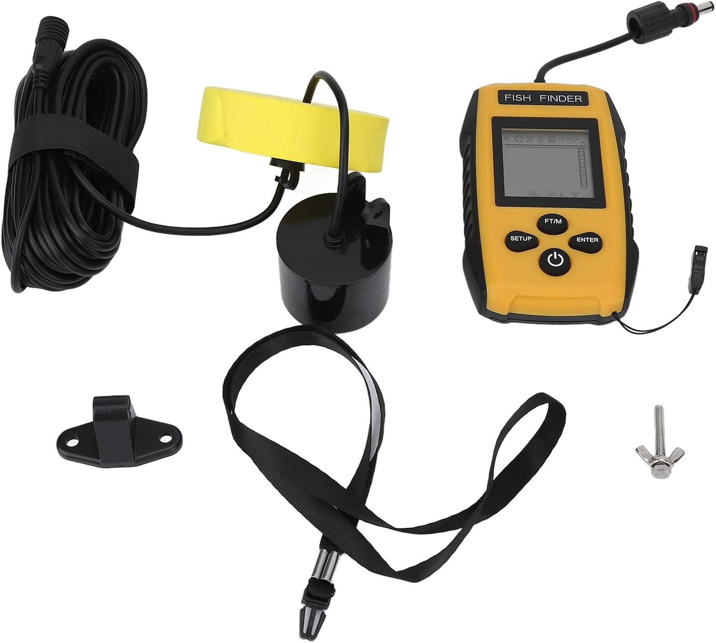 Generic Portable Fish Finder, Kayak, Boat Wired Handheld Fish Depth Finder LCD Display, Sonar Sensor for Lake Sea Ice, 100M/328Feet Detection Range