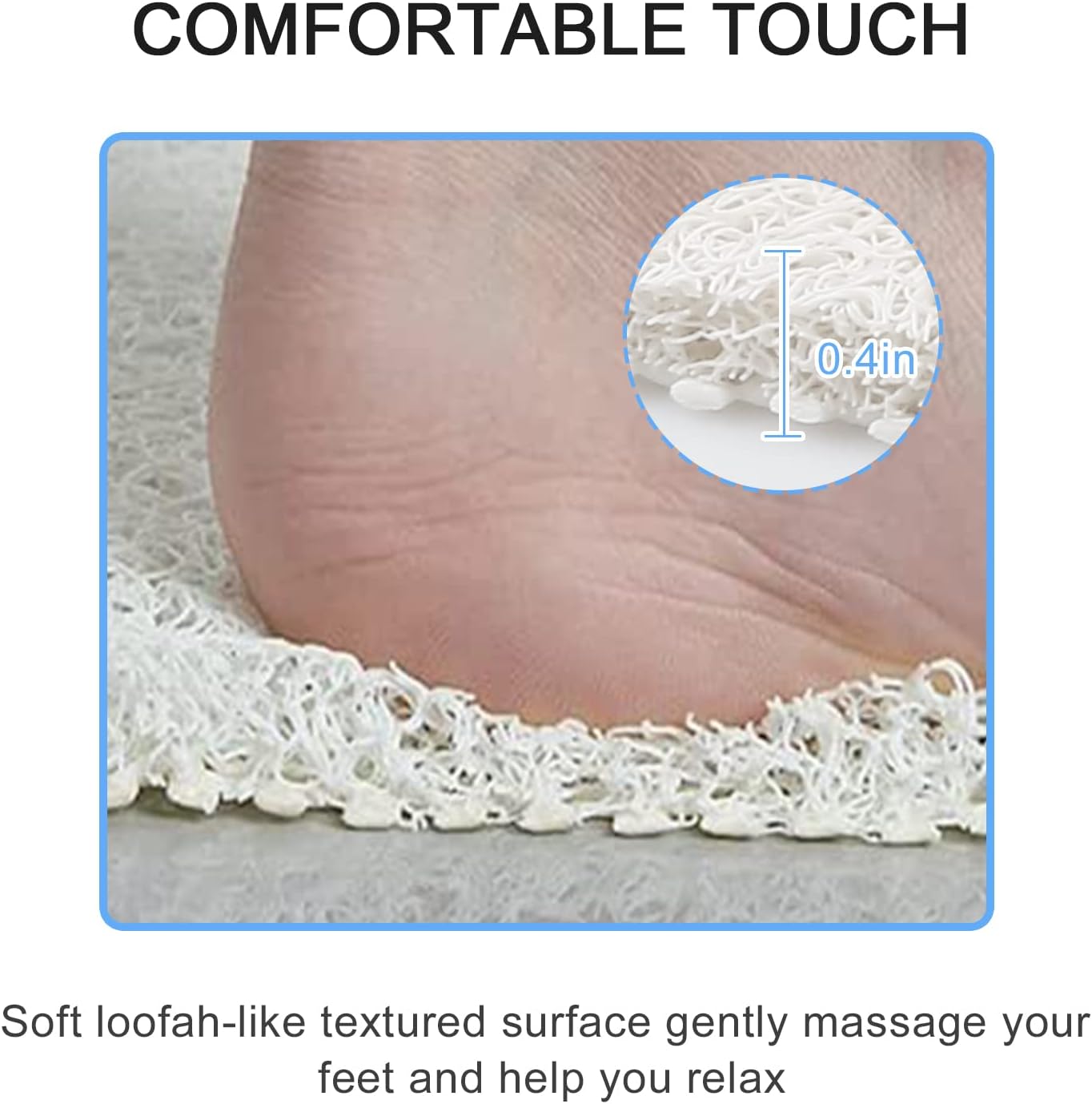 Square Shower Mat, Non Slip Bath Mat, Loofah Shower Stall Mats for Walk-in Shower, 32 x 32 Inches Shower Floor Mat with Drain, Bath Mats for Showers Bathroom, Tub, Seniors