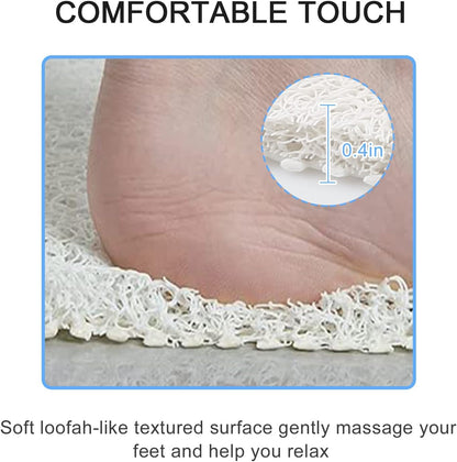 Square Shower Mat, Non Slip Bath Mat, Loofah Shower Stall Mats for Walk-in Shower, 32 x 32 Inches Shower Floor Mat with Drain, Bath Mats for Showers Bathroom, Tub, Seniors