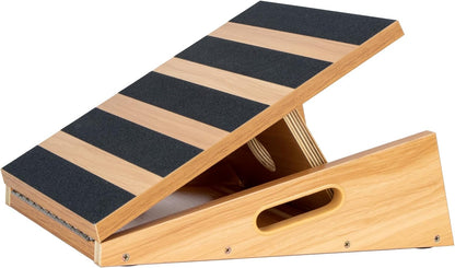 StrongTek Wooden Slant Board, 5 Adjustable Angles, 500 lb, Side Handle Standard and XL Sizes, Full or Partial Non-Slip Surfaces, Side Carry Handle, Calf and Ankle Stretching, Squats and Rehab