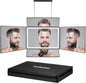 Rechargeable 5 Way Mirror for Hair Cutting, Real Glass Adjustable Trifold Mirror with Light & Telescoping Hooks for Makeup & Styling - Portable DIY Tool to Cut, Trim or Shave Your Head & Neckline