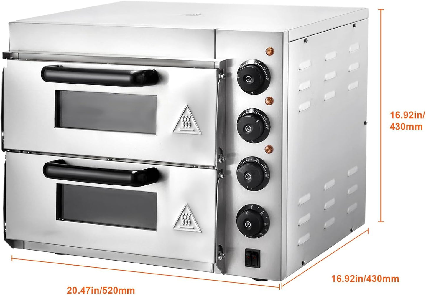 Commercial Countertop Pizza Oven, 14-Inch Dual-Layer Design, Stainless Steel Electric Pizza Maker with Stone and Handle, Versatile Indoor Baking Appliance for Home and Restaurant Use