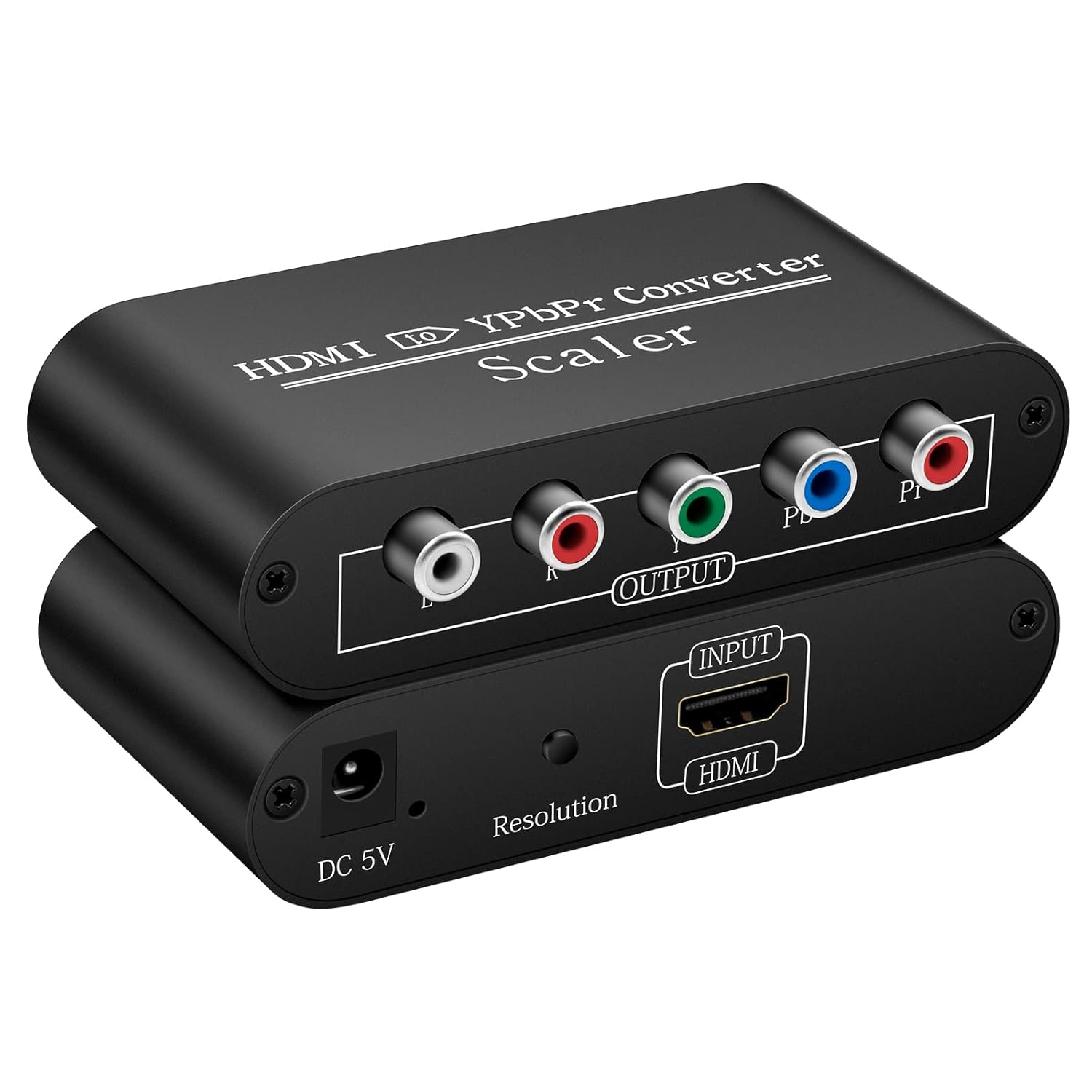 HDMI to Component Video Converter Female to Female 1080p 60Hz RGB YPbPr 5RCA Adapter with Power Supply for TV Monitor Projector - PuriLite