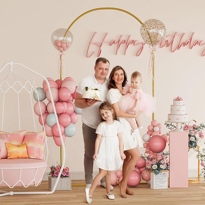 7.2 Ft Metal Wedding Arch Stand Gold Adjustable Backdrop with Base for Ceremony Birthday Bridal Baby Shower Outdoor Indoor Graduation Party Balloon Decoration Arched Square Frame (Gold, 7.2FT)