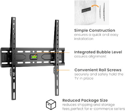 GPlus+ Fixed TV Wall Mount Premium Quality, Low Profile TV Mount for Most 32-75 inch TVs, TV Wall Mount Bracket Max VESA 400X400mm Up to 99lbs, Ultra Slim and Space Saving, 44F