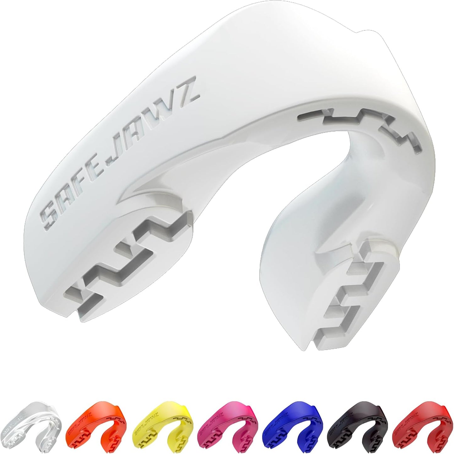 SAFEJAWZ Mouthguard Strapless Slim Fit, Adults and Junior with Case for Boxing, Basketball, Football, MMA, Martial Arts, Hockey and All Contact Sports (Adults (12+ Years), Black)