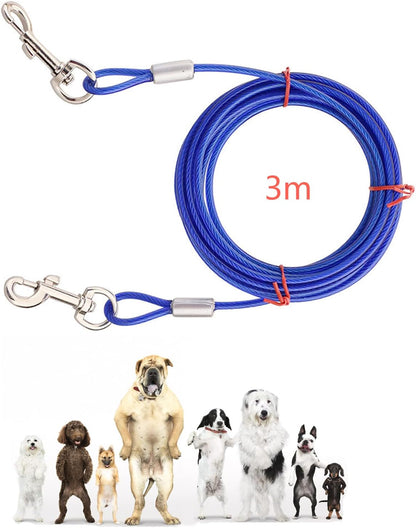 FRAMNG 2 Pack Dog Tie-Out Cable, 10ft Steel Wire Rope for Dogs Up to 80 Pound, Heavy-Duty Dog Runner Tie Out Cable, Dog Lead Line for Yard, Camping, Outside (3 Meter)