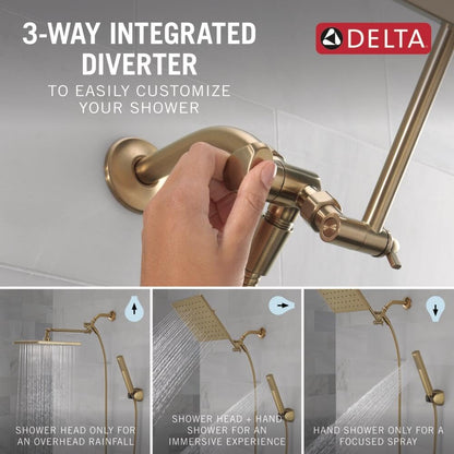 Delta Faucet 10-inch Raincan Shower Head and Hand Held Shower Combo, Black Square Shower Head, Rainfall Shower Head, Hand Shower, High Pressure Shower Head, 1.75 GPM Flow Rate, Matte Black 75527-BL