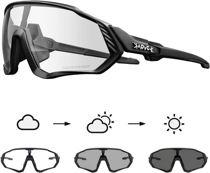 KAPVOE Photochromic Cycling Glasses Men Women Mountain Bike Sunglasses Clear MTB Bicycle Riding - K9408