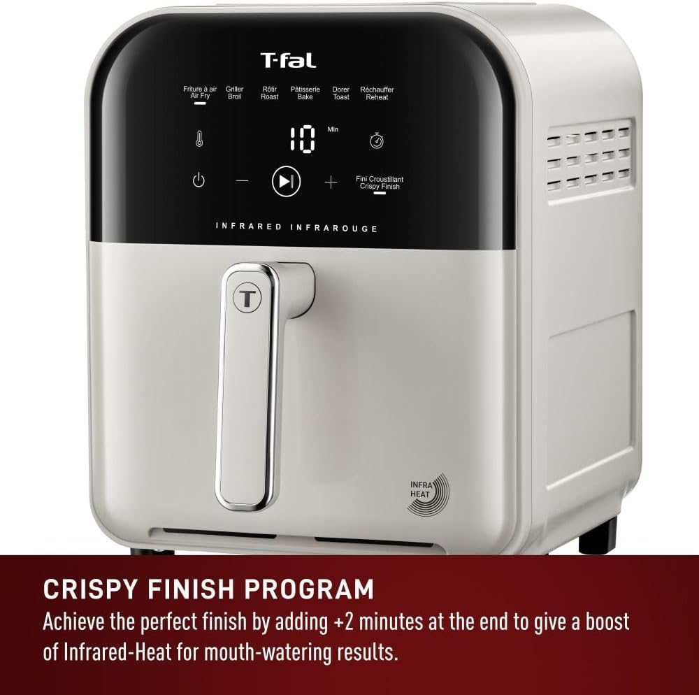 T-fal Infrared 2.0 Air Fryer, 8-in-1, Extra Large 7L / 7.3Qt., Infra-Heat Technology, Dual heating design, No pre-heating, Faster, Juicier and Crispier, Black