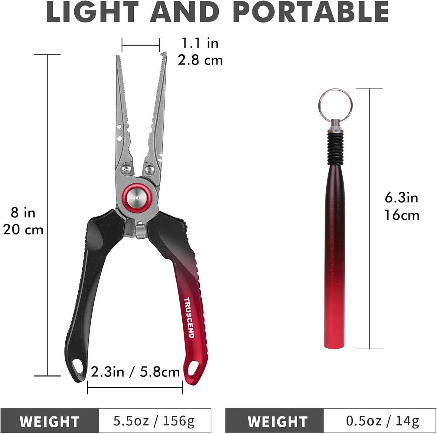 TRUSCEND Lockable Handy Fishing Pliers with Innovative Ergonomic Handle, Saltwater Corrosion Resistant Teflon Coated Fishing Tool, Multi-Function Fishing Gear with Mo-V Cutter, Amazing Fishing Gift