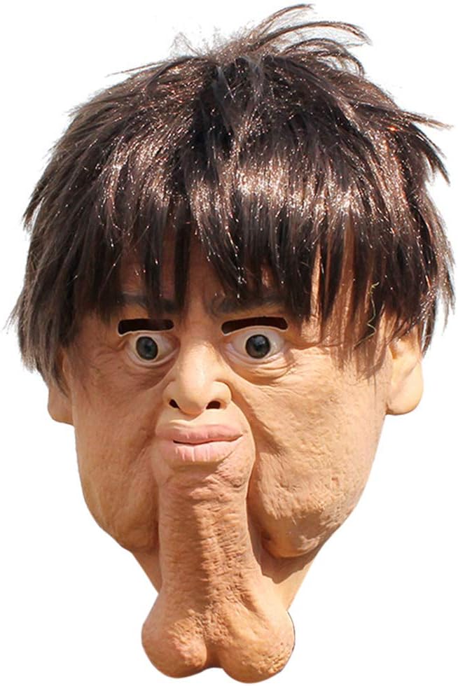 Mokylor Halloween Funny Mask, Double Chin Latex Head Mask Custome Party Cosplay Props