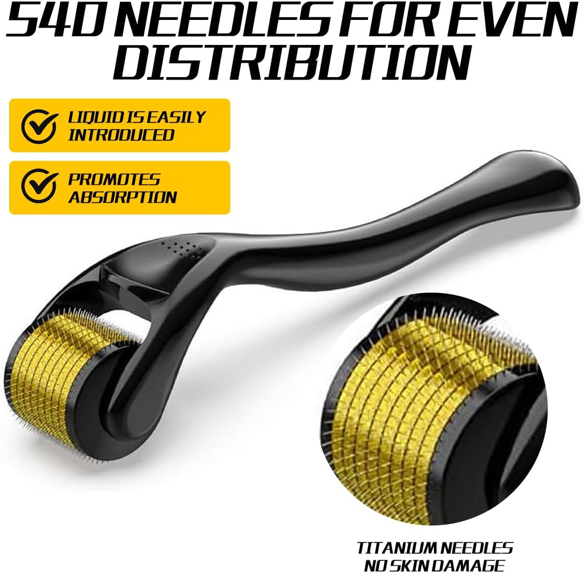 Microneedling Roller, 2Pack Derma Roller 0.5MM & 1MM for Women and Men, 540 Titanium Derma Roller for Hair Beard Facial Skin Face