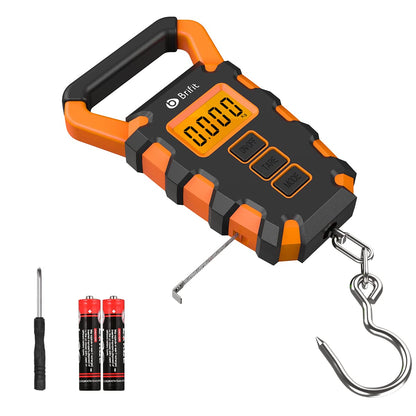 Upgraded Digital Fishing Scale with Ruler, 15g/50kg Electronic Digital Luggage Scale, 110lb Max Fishing Postal Hanging Hook Scale with Measuring Tape, Backlit LCD Display (Batteries Included)