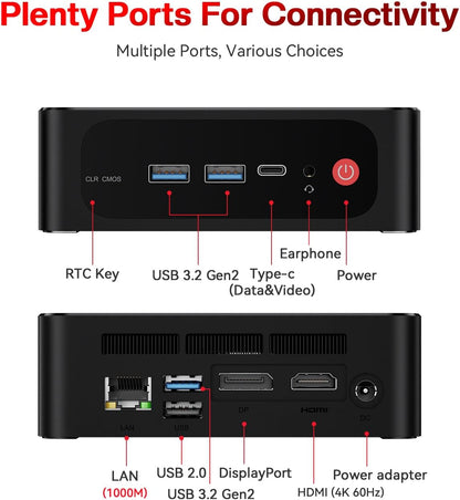 Beelink SER5 MAX Mini PC, AMD Ryzen 7 6800H(6nm, 8C/16T) up to 4.7GHz, Mini Computer 32GB LPDDR5 RAM 500GB NVME SSD, Micro PC 4K@60Hz Triple Display, Mini Gaming Computer WiFi6/BT5.2/HTPC/W-11 Pro