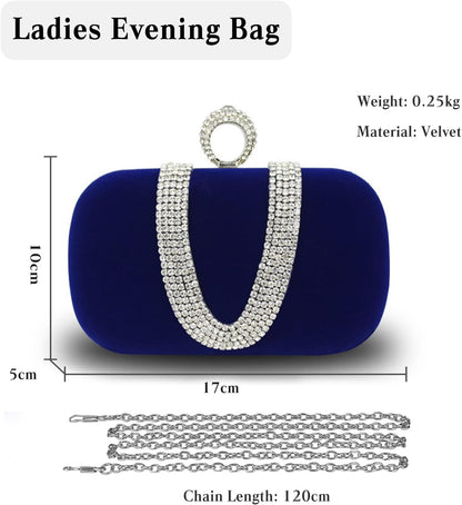 CORIOS Women Velvet Evening Bag Sparkly Rhinestone Clutch Bag Bridal Wedding Purse Charming Glittering Handbag