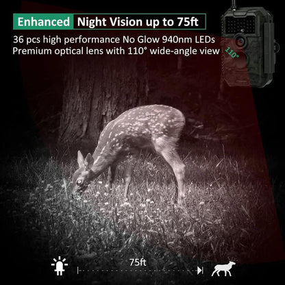 GardePro E6 Trail Camera, WiFi Blueooth, 48MP 1296p, Game Cameras with No Glow Night Vision, External Antenna, Motion Activated, Waterpoof