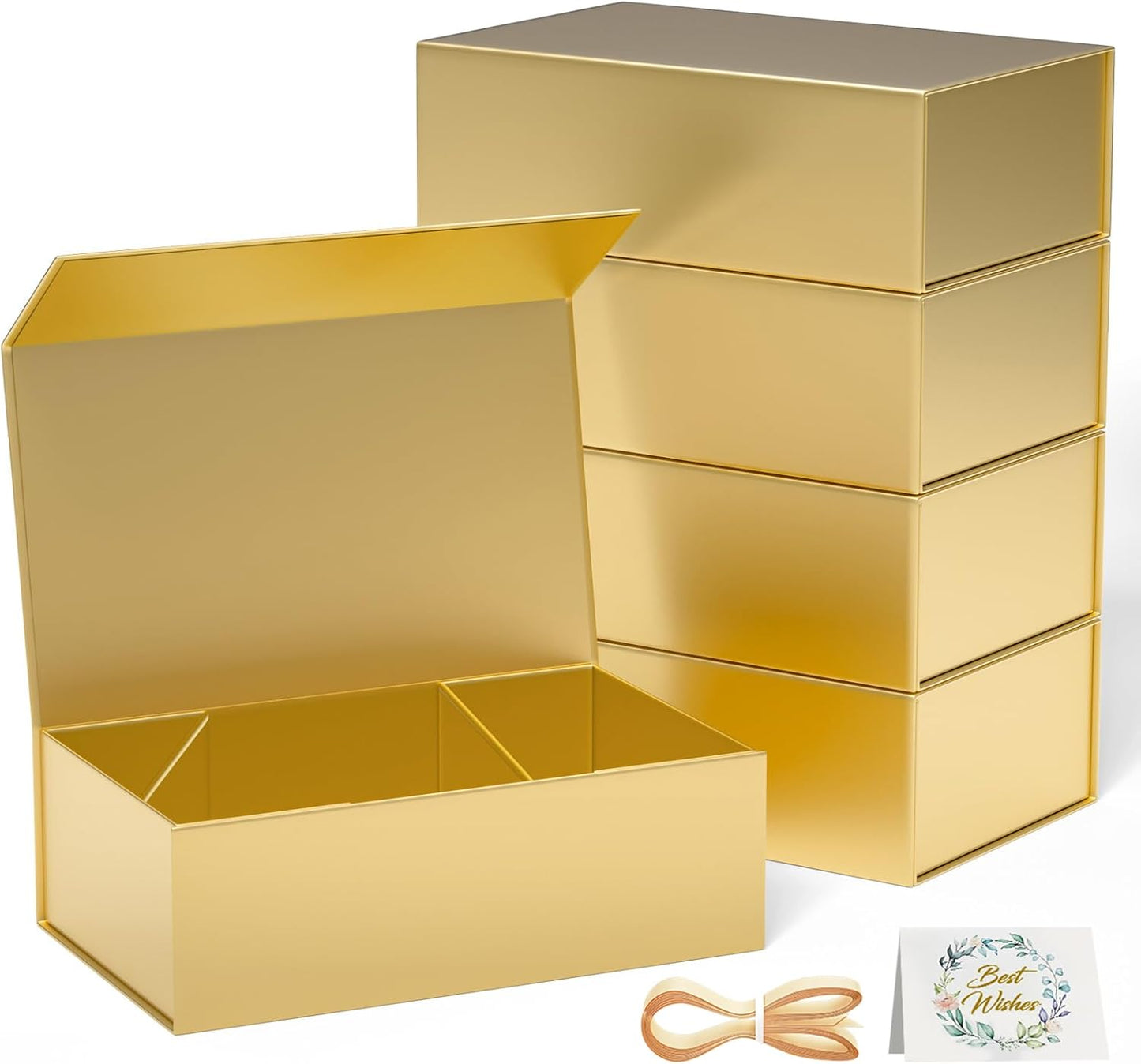 Black Gift Box, 9.5x6x3 Inch Gift boxes for Presents with Lids Magnetic Closure Rectangle Collapsible for Groomsman Proposal Box, Wedding, Christmas, Halloween, Birthday Gifts Packging