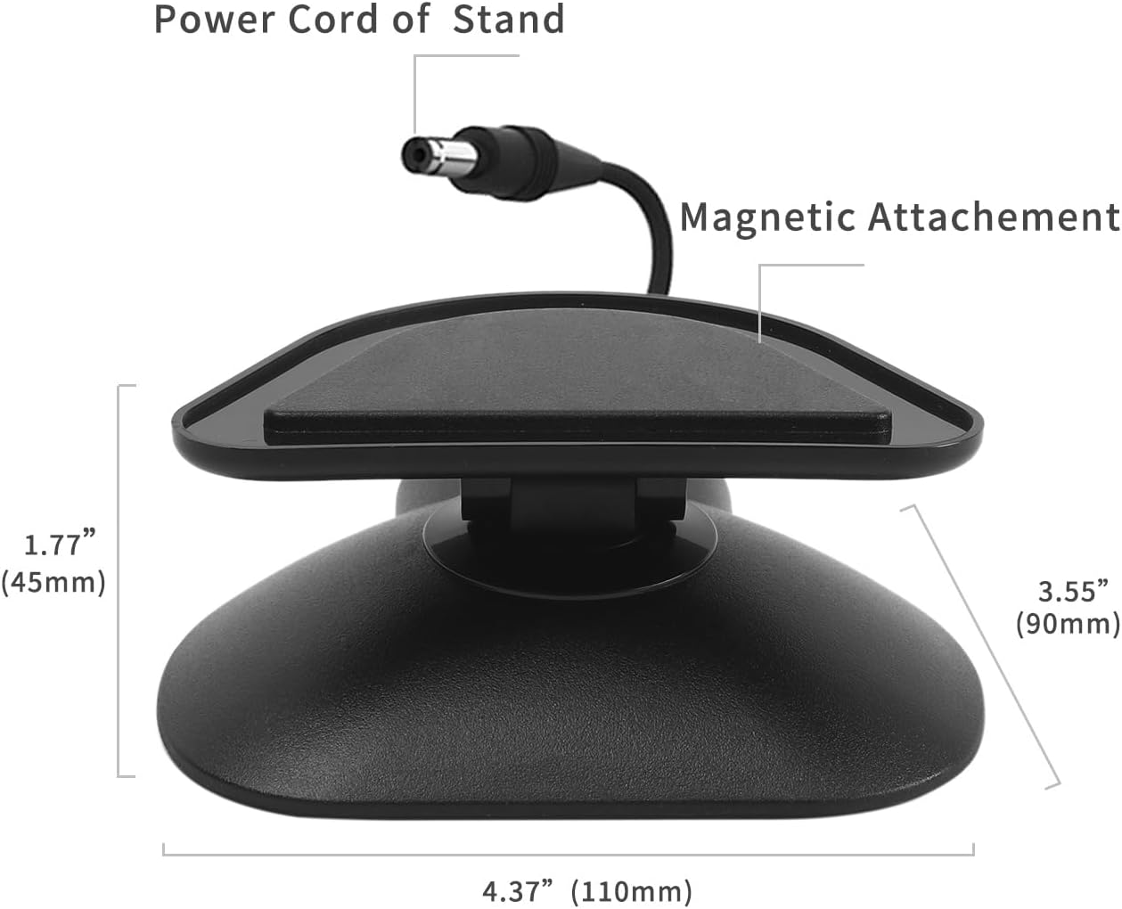 All-New Adjustable Charging Stand for Echo Show 5 (3rd Gen)， Tilt + Swivel Stand Multi Angle Rotation Magnetic Anti-Slip Base for Show 5 Compatible with Mobile Phones ,Can charge Headphones (Black)
