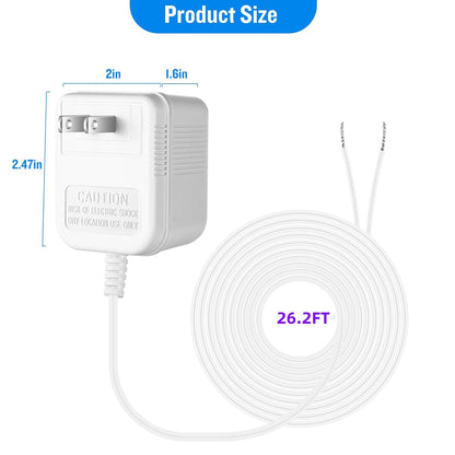 Fesasn 24V C Wire Doorbell Adapter Compatible with Nest Honeywell Ecobee Sensi Thermostat and Wyze Ring Video Doorbell (26.2 FT Long Cable with White)