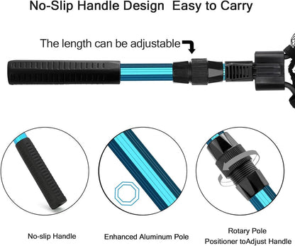 SAN LIKE Fishing Net Telescopic Landing Nets Folding Rubber Fish Net Rubber Coated Landing Net with Adjustable Sturdy Pole Handle for Saltwater Freshwater Bass Trout Fishing Easy Catch & Release