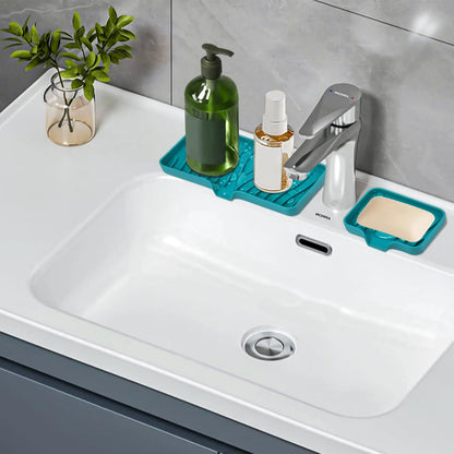 TIKNIK Silicone Dish Drying Mat for Kitchen Counter, Dish Drying Pad, Non-Slip Drain Pad with Built-in Drain, Heat Resistant Stone Drying Mat(40 L x 33 W cm, Grey)