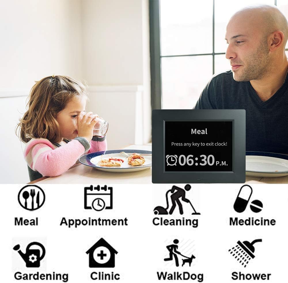 [2025 Newest] Digital Day Calendar Clocks 3 Medicine Reminders Extra Large 8 Inch Non-Abbreviated Day Date Month Dementia Senior Clock for Eldarly Memory Loss Vision Impaired Clock