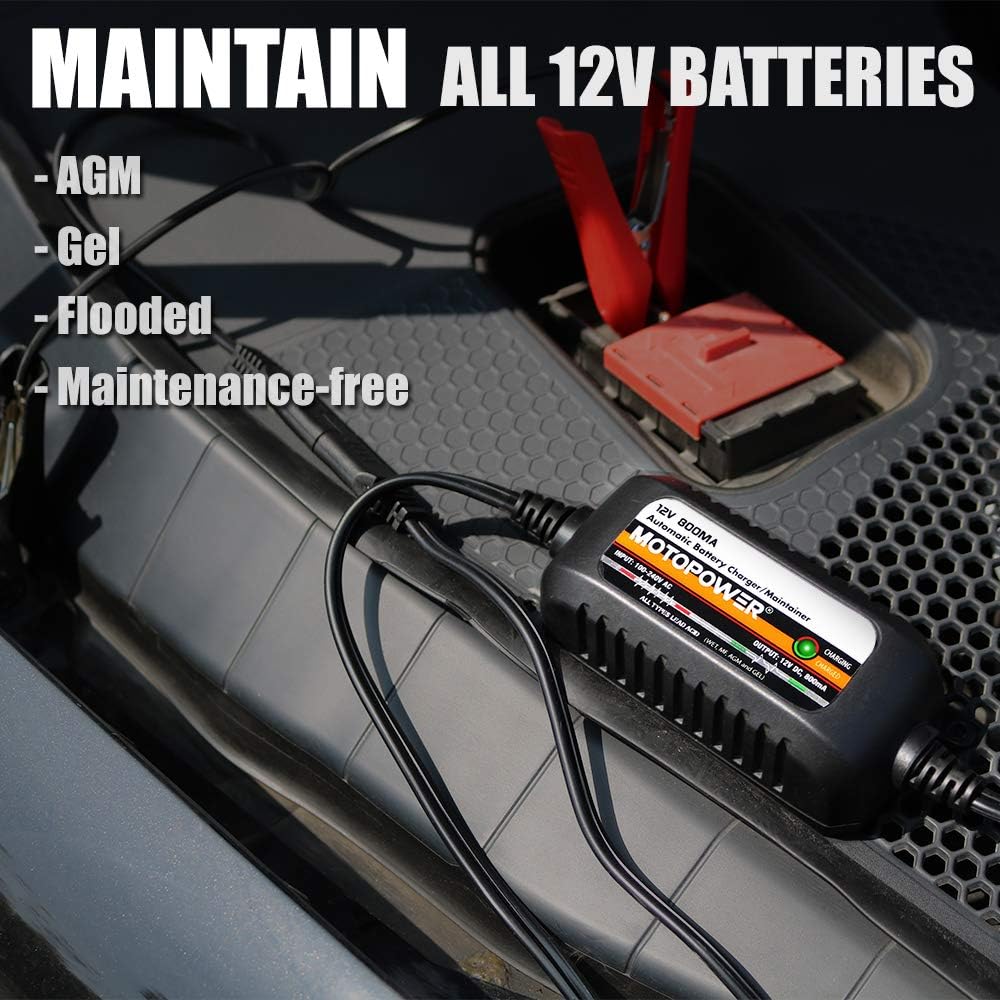 MOTOPOWER MP00205A 12V 800mA Fully Automatic Battery Charger/Maintainer