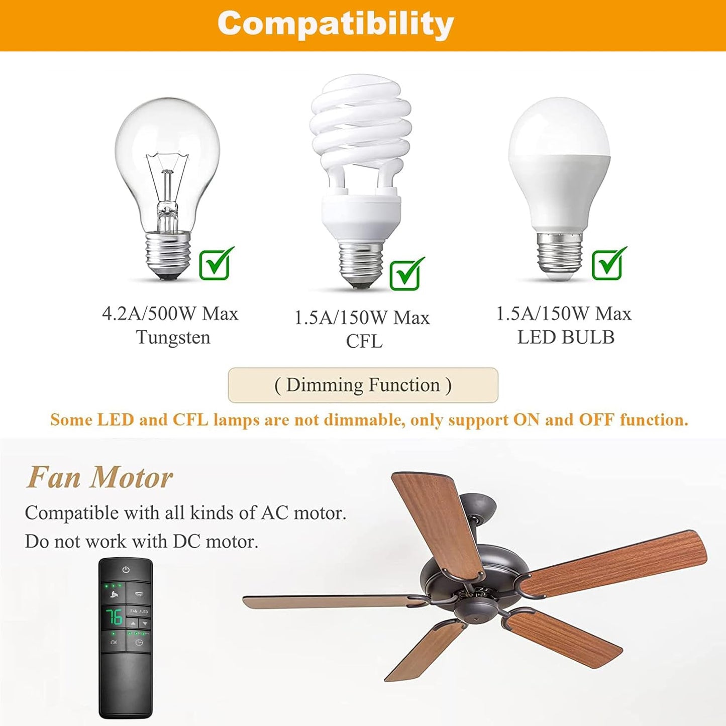 HD3 Ceiling Fan Remote Control Replacement for Hampton Bay Home Decorators | 3-Speed Timer Light Dimmer Thermostatic Control for Hampton Bay Home Decorators Collection 2AAZPHD3/HD3, KUJCE10320/TR222A