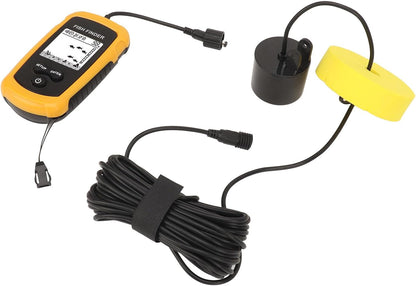 Akozon Portable Fish Depth Finder with LCD Display Handheld Fish Finder for Kayak and Boat Fishing, 200kHz Sonar Frequency, Castable