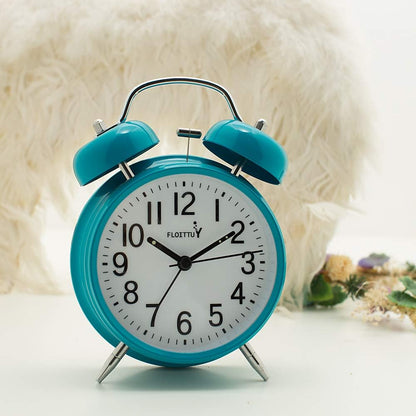 FLOITTUY (Loud Alarm for Deep Sleepers) 4'' Twin Bell Alarm Clock with Backlight for Bedroom and Home Decoration(Black)