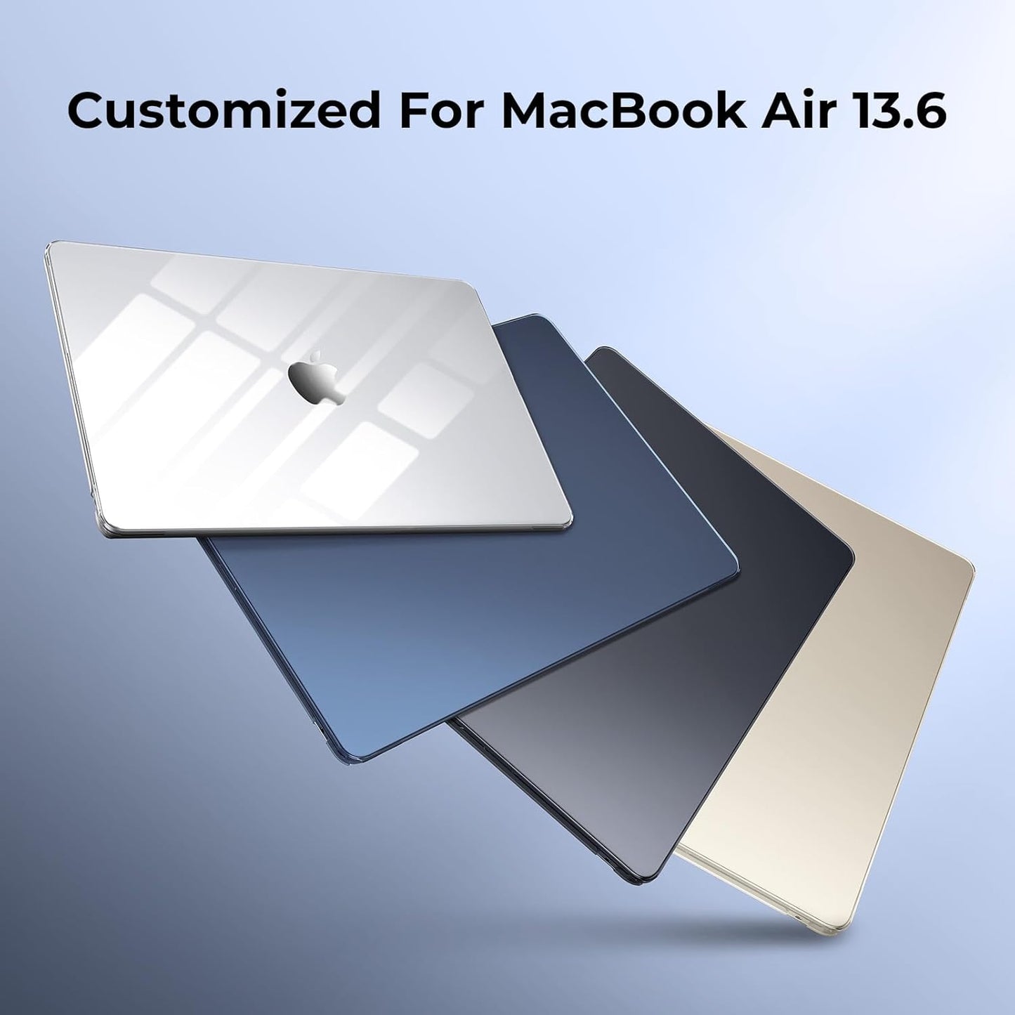 EooCoo Case Compatible with MacBook Air 13 inch M4 M3 M2 2025-2022 A3240 A3113 A2681, 13.6" Hard Case Cover & TPU Keyboard Skin & Screen Protector for Laptop Air 13.6 inch - Crystal Clear