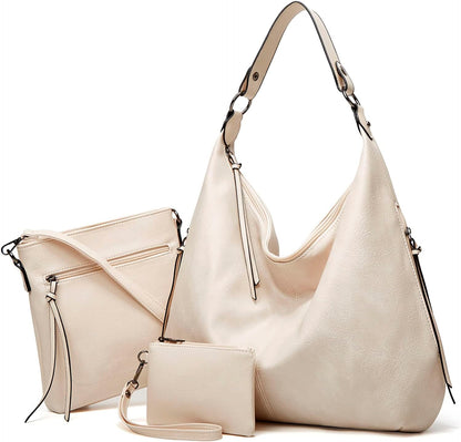 Ashioup Hobo Bags for Women Soft PU Leather Shoulder Bag Vintage Slouchy Handbag with Zipper