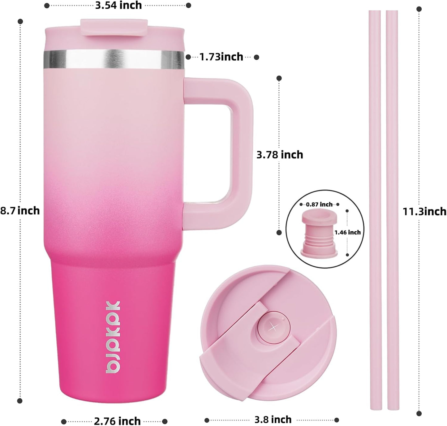 BJPKPK Tumbler with Handle and Straw 30oz Insulated Tumbler Cups with Lid Stainless Steel Travel Coffee Mug,Indigo Black