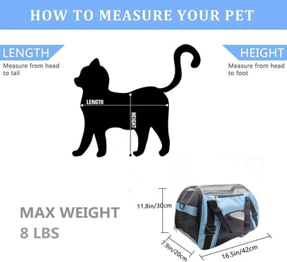 Dotala Cat Carrier,Collapsible Soft-Sided Pet Travel Carrier,Airline Approved Small Dog Cat Carrier for Small Puppy and Cats (Blue)