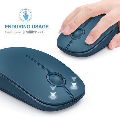 Wireless Mouse, Vssoplor 2.4G Slim Portable Computer Mice with Nano Receiver for Notebook, PC, Laptop, Computer (Black and Sapphire Blue)