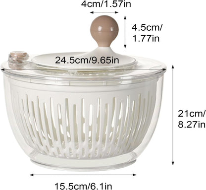 Salad Spinner Small - 4.5L Lettuce Dryer Spinner - Container with Non-Slip Base Bowl Strainer Storage for Kitchen Fruit Vegetable Refrigerator