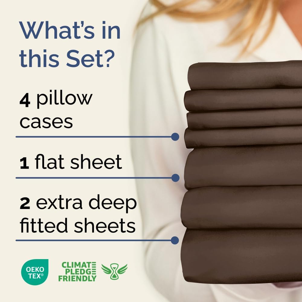 Extra Deep Queen Sheet Set - 6 Piece Breathable & Cooling Sheets - Hotel Luxury Bed Sheets Set - Easy & Secure Fit - Soft, Wrinkle Free & Comfy Sheets Set - White Sheet Set w/Extra Deep Pockets