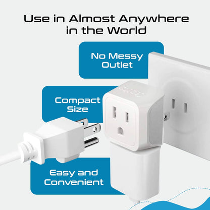 Ceptics Universal Travel Adapter kit, Dual USB (QC 3.0) + 2 US outlets + USB-C Cable, Use with Chargers, Cell Phones, Laptops, 6 Plug attachments for Worldwide use (Does Not Convert Voltage) (WPS-2B)