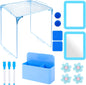 Blue Locker Organizer Kit -15Pcs Back to School Supplies Locker Accessories Kits Includes Shelf, Locker Mirror, Magnetic Whiteboard, Whiteboard Eraser, Pen Holder, Marker, Round Magnet, Flower Magnet