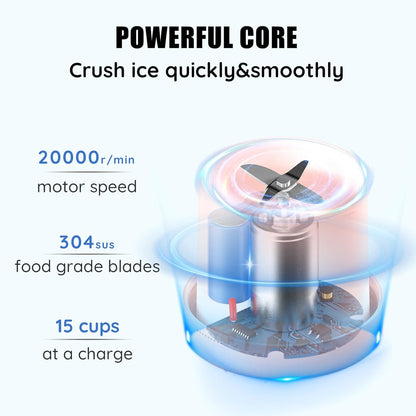 Mini Portable Blender, Cordless, Food Grade Material, 12fl oz, Magnetic Charging, Waterproof, Fresh & Light, Personal Blender for Shakes & Smoothies (Clear/Pink)