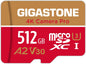 [5-Yrs Free Data Recovery] GIGASTONE 512GB Micro SD Card, 4K Camera Pro, A2 V30 for Smartphone, Gopro, Action Cams, 4K UHD Video Recording, R/W up to 150/120 MB/s, UHS-I U3 C10 Class 10 with Adapter