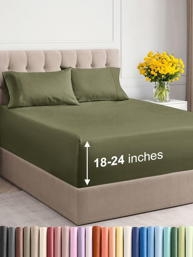 Extra Deep Queen Sheet Set - 6 Piece Breathable & Cooling Sheets - Hotel Luxury Bed Sheets Set - Easy & Secure Fit - Soft, Wrinkle Free & Comfy Sheets Set - White Sheet Set w/Extra Deep Pockets